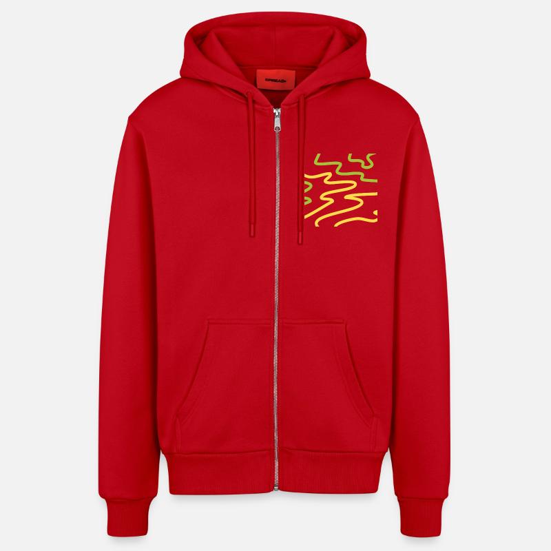 Abstrait Three - Veste à capuche bio décontractée fabriquée en UE - rouge