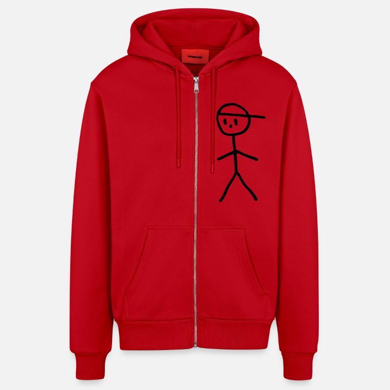 Strichmännchen - Junge - Organic Relaxed Kapuzenjacke Made in EU - Rot