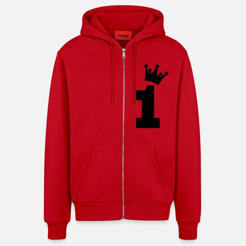 one 1 eins - Organic Relaxed Kapuzenjacke Made in EU - Rot