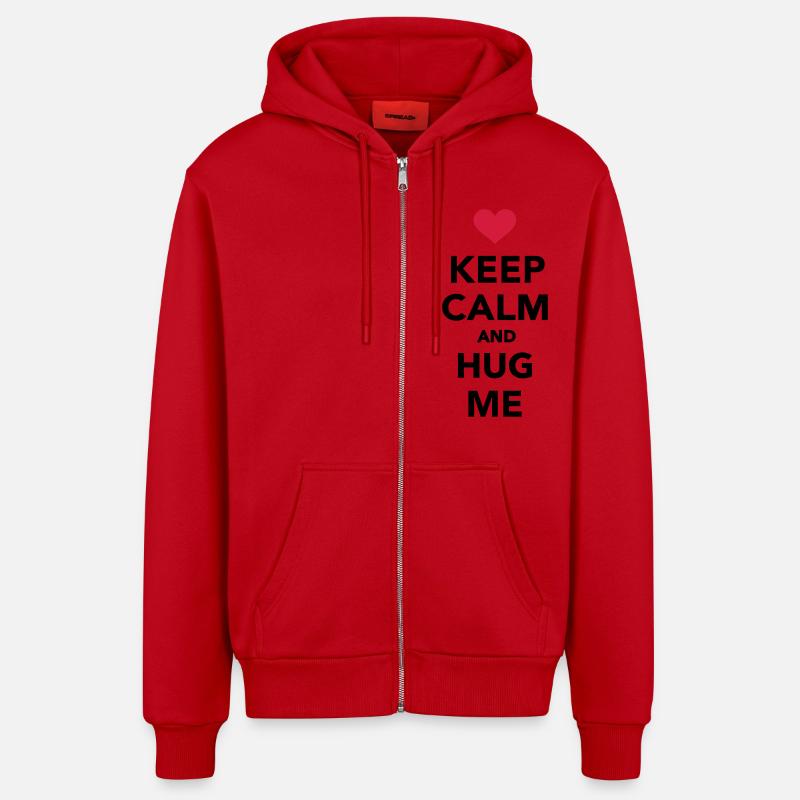 Keep calm and hug me - Veste à capuche bio décontractée fabriquée en UE - rouge