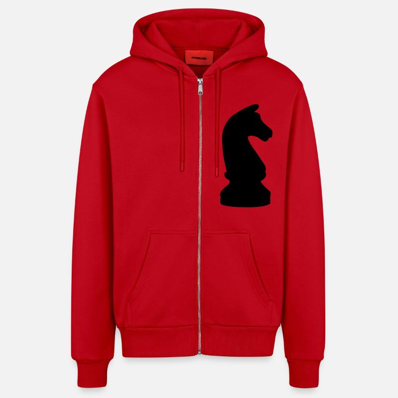 schach_pferd - Organic Relaxed Kapuzenjacke Made in EU - Rot