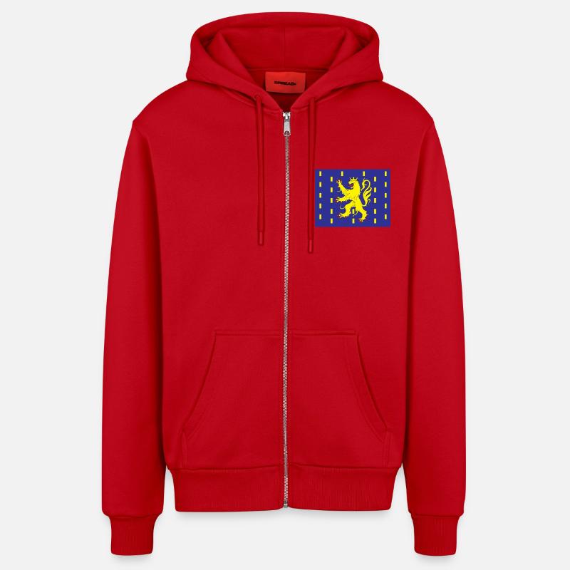 Franche Comté - Veste à capuche bio décontractée fabriquée en UE - rouge