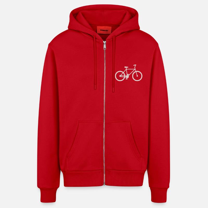 BICYCLETTE - Veste à capuche bio décontractée fabriquée en UE - rouge