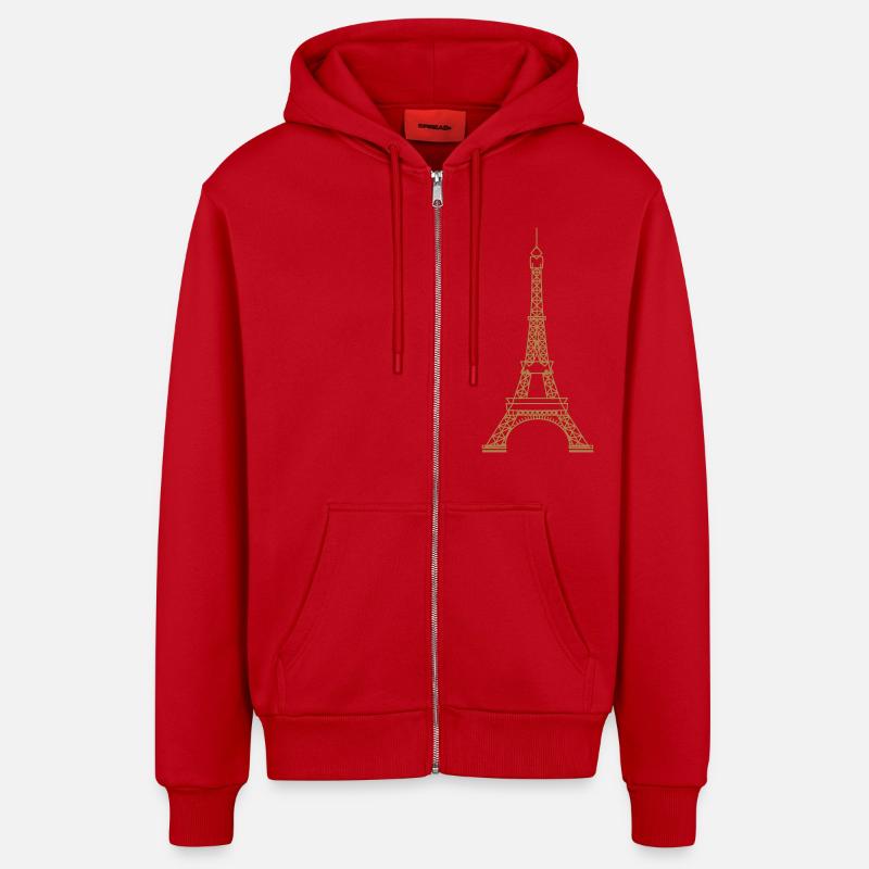 Tour Eiffel TOWER - Veste à capuche bio décontractée fabriquée en UE - rouge