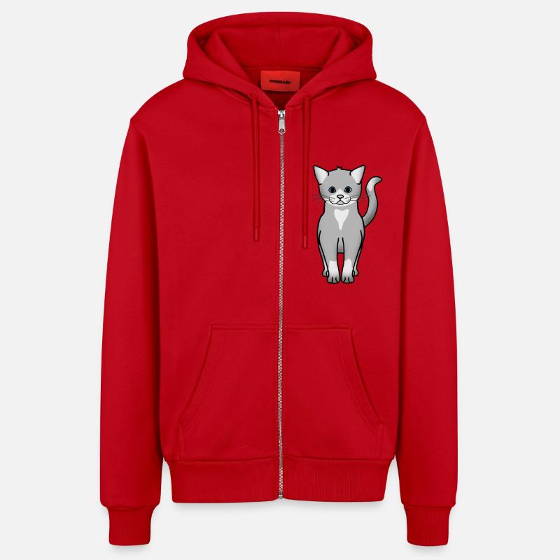 cat 1 - Veste à capuche bio décontractée fabriquée en UE - rouge