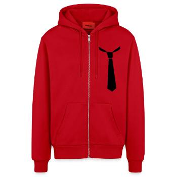 Krawatte - Organic Relaxed Kapuzenjacke Made in EU - Rot - Vorne