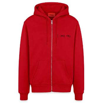 I Love You Scripture - Organic Relaxed Hooded Jacket Made in EU - red - Front