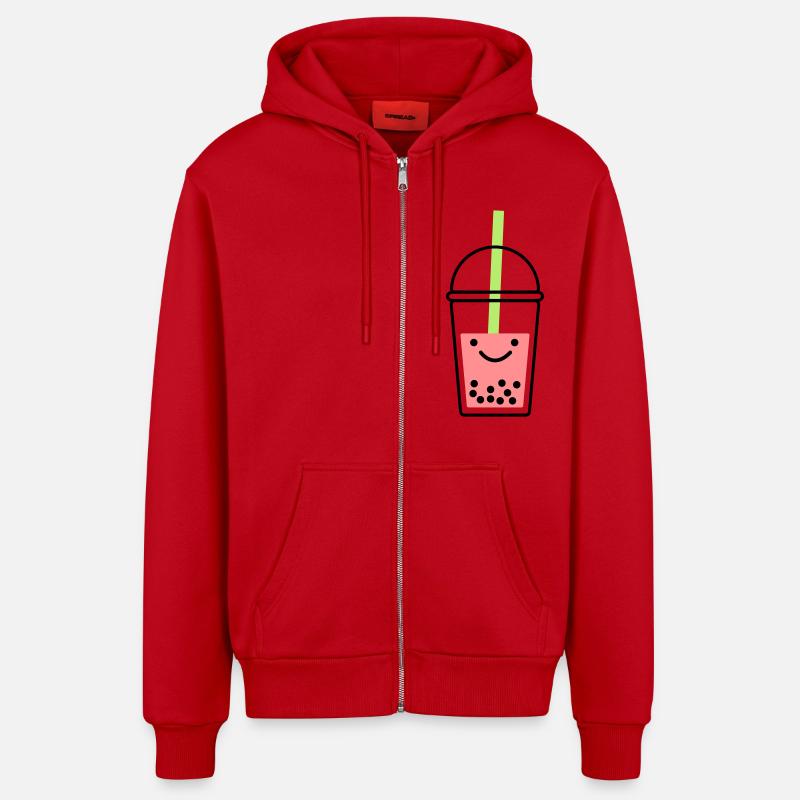 Bubble Tea - Veste à capuche bio décontractée fabriquée en UE - rouge