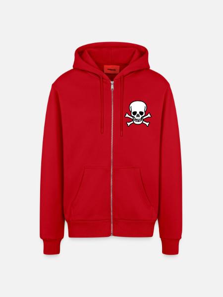 Skull - Organic Relaxed Hooded Jacket Made in EU - red