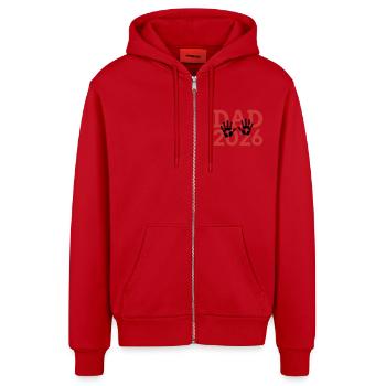 Dad 26 Vater Baby Papa 2026 Vatertag - Organic Relaxed Kapuzenjacke Made in EU - Rot - Vorne