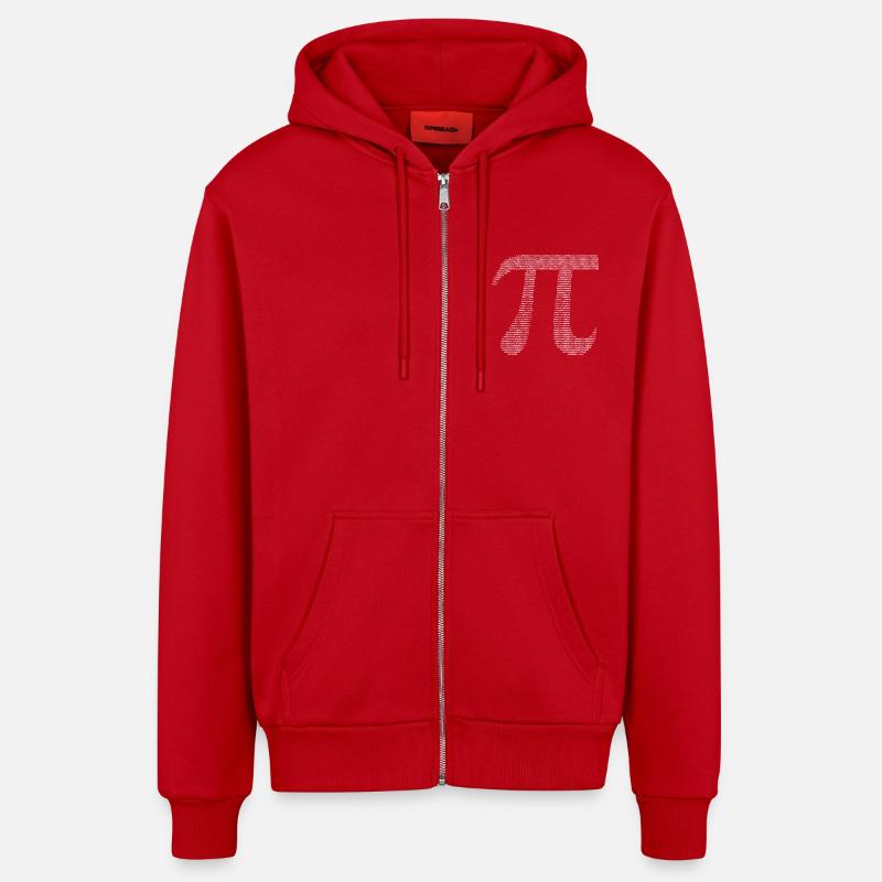 pi - Veste à capuche bio décontractée fabriquée en UE - rouge