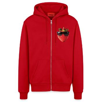 Lunettes de soleil fraise Cool - Veste à capuche bio décontractée fabriquée en UE - rouge - Devant