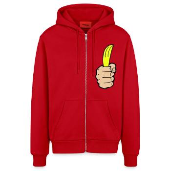 Banane à la main - Veste à capuche bio décontractée fabriquée en UE - rouge - Devant