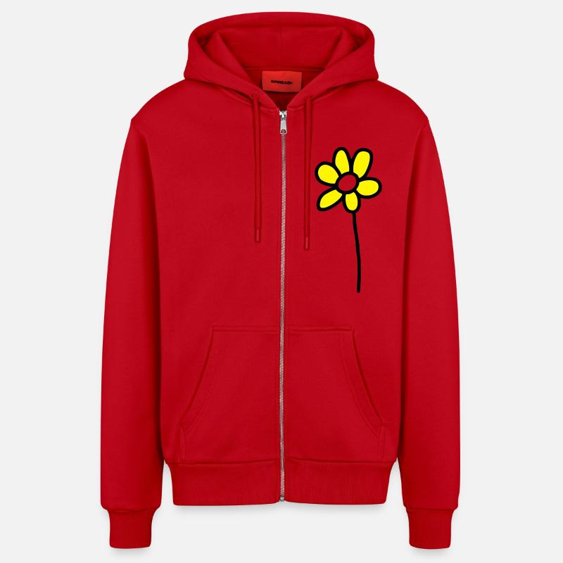 1 fleur - V2 - Veste à capuche bio décontractée fabriquée en UE - rouge