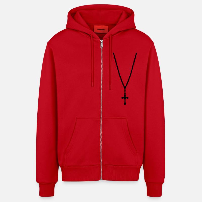 Collier - Veste à capuche bio décontractée fabriquée en UE - rouge
