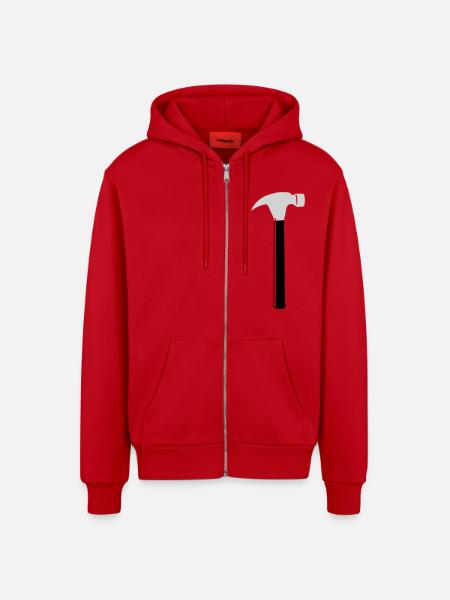 Tool Hammer - Organic Relaxed Hooded Jacket Made in EU - red