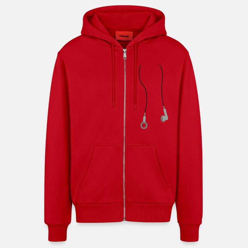 kopfhoerer3 - Veste à capuche bio décontractée fabriquée en UE - rouge