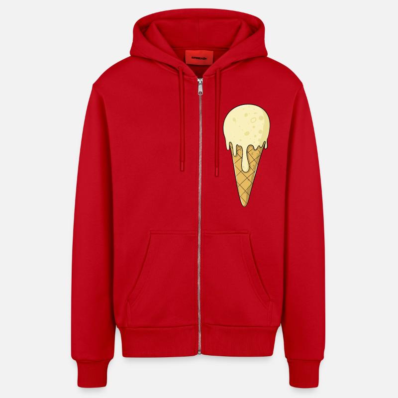 Eis | Vanille Eiscreme | Icecream - Organic Relaxed Kapuzenjacke Made in EU - Rot