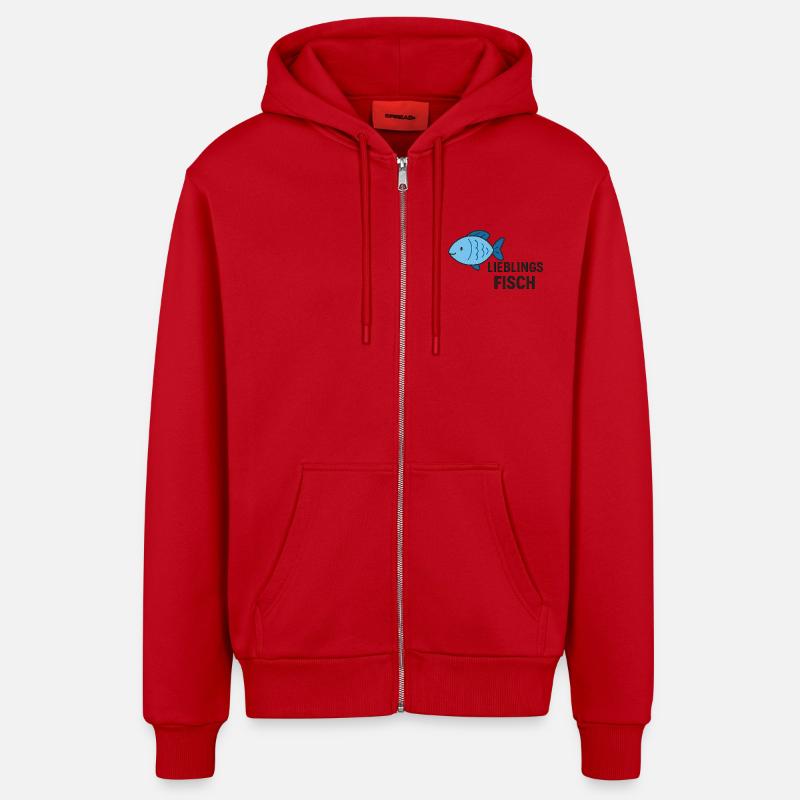 POISSONS PRÉFÉRÉS - Veste à capuche bio décontractée fabriquée en UE - rouge