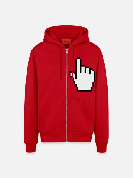 pointer / cursor - Organic Relaxed Hooded Jacket Made in EU - red