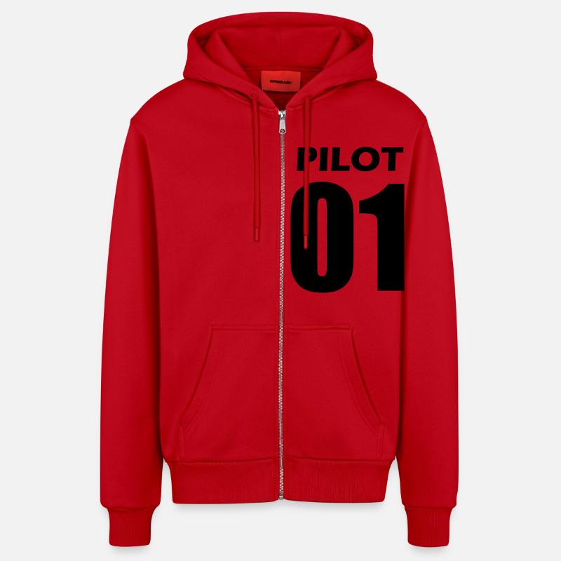 Pilot Partnerlook Geschenk - Organic Relaxed Kapuzenjacke Made in EU - Rot