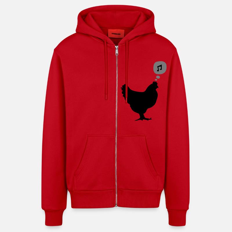 chicken - Veste à capuche bio décontractée fabriquée en UE - rouge