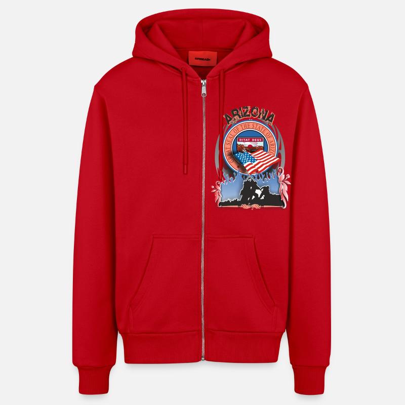 Arizona - Veste à capuche bio décontractée fabriquée en UE - rouge