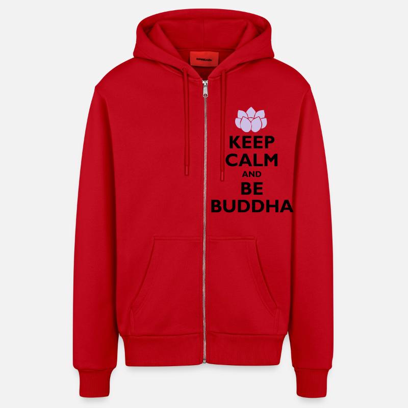 be buddha - Veste à capuche bio décontractée fabriquée en UE - rouge