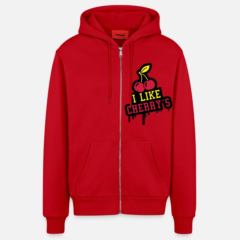i_like_cherrys_dv3 - Veste à capuche bio décontractée fabriquée en UE - rouge