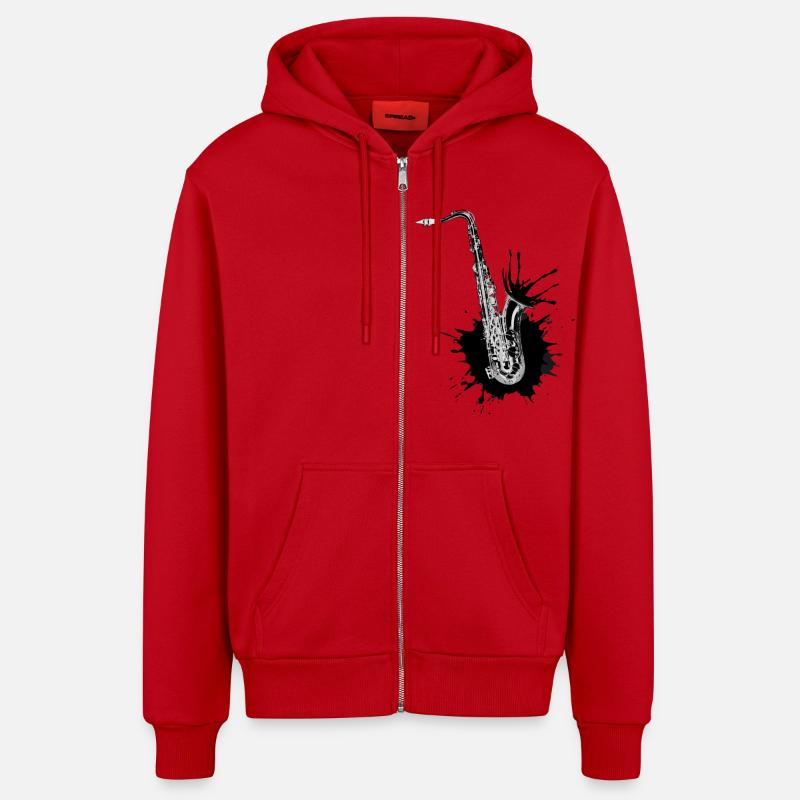 Black Saxophone - Veste à capuche bio décontractée fabriquée en UE - rouge