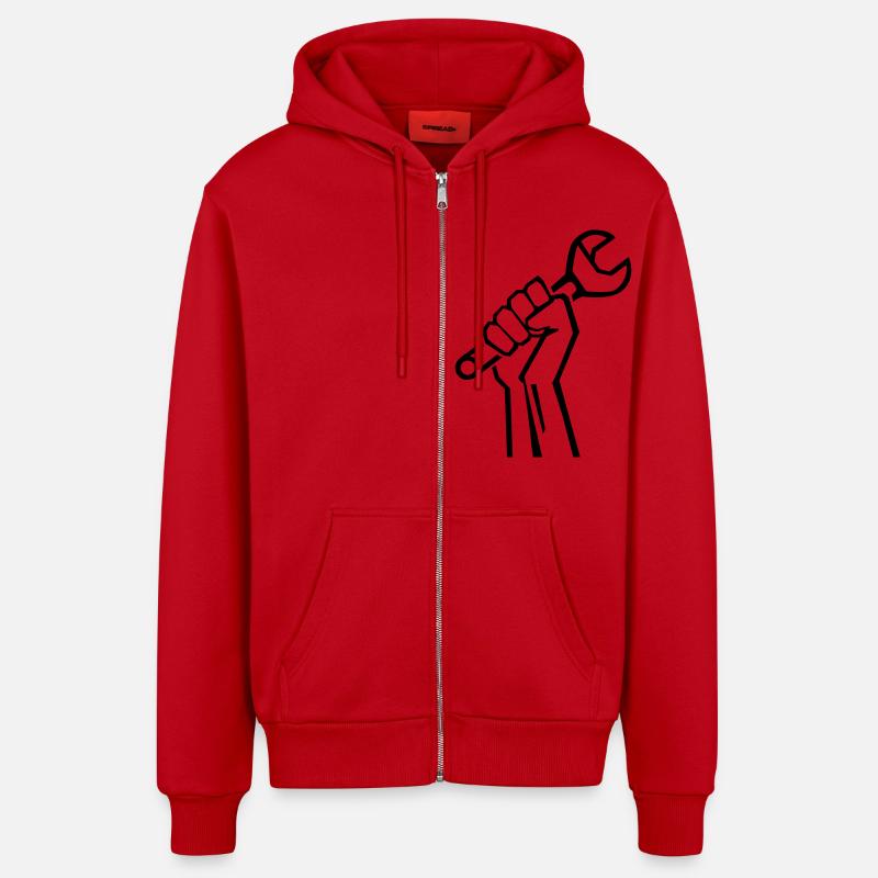 handwerker_f1 - Veste à capuche bio décontractée fabriquée en UE - rouge