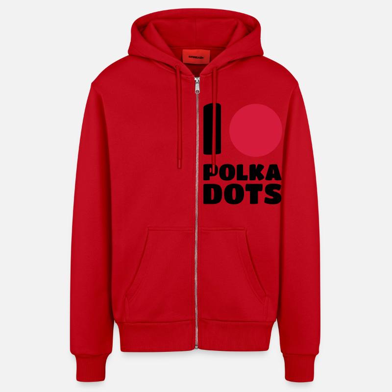 I love polka dots - Veste à capuche bio décontractée fabriquée en UE - rouge