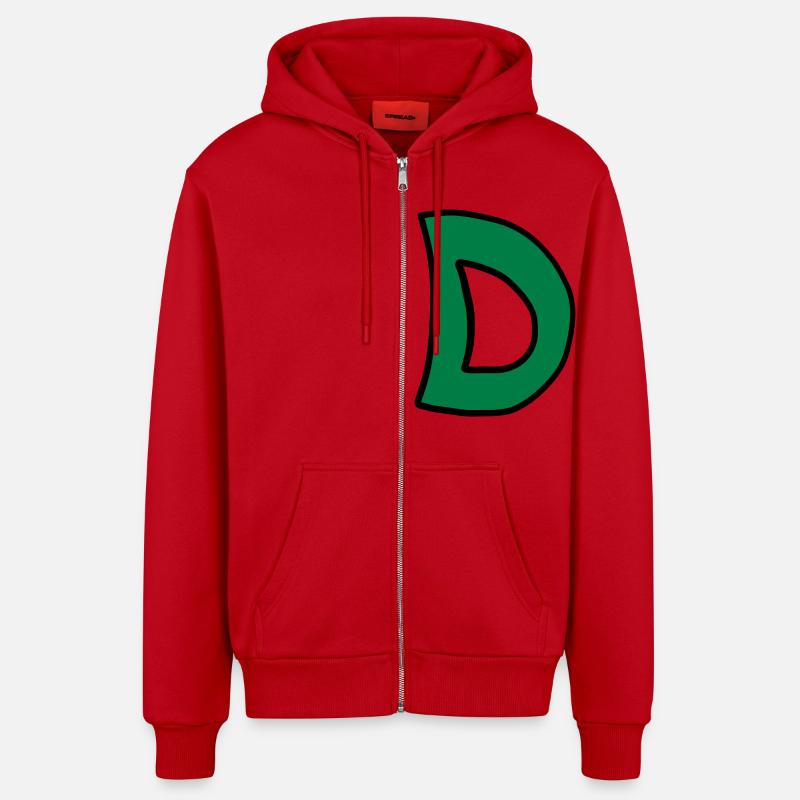 Buchstabe D Comic Cartoon - Organic Relaxed Kapuzenjacke Made in EU - Rot