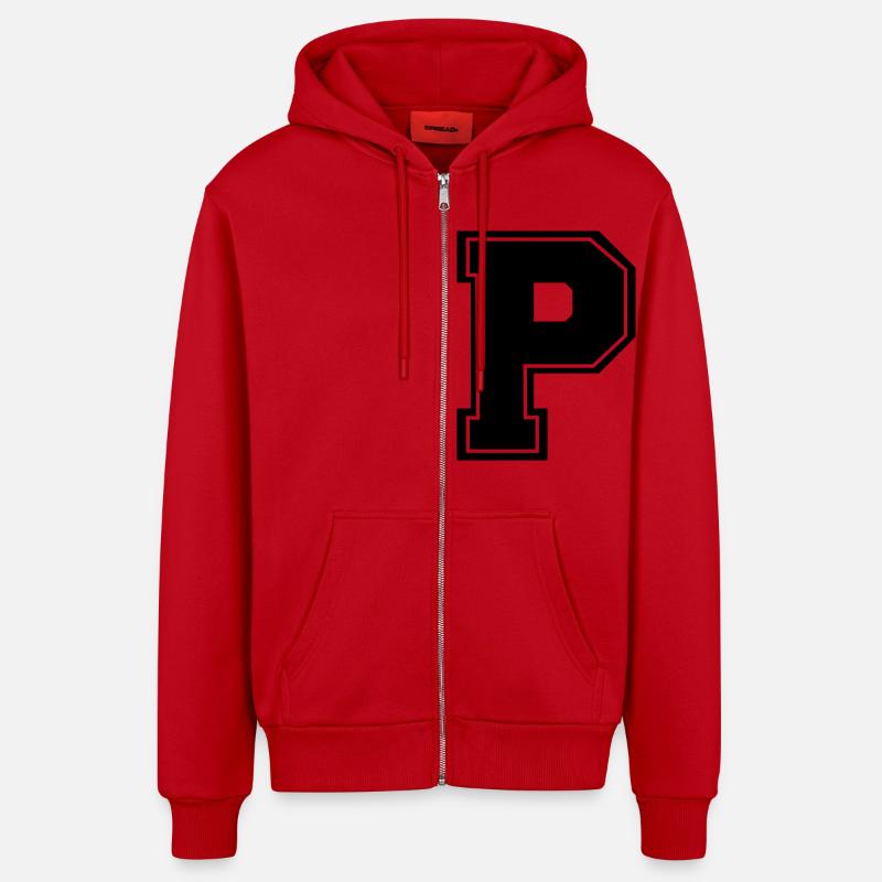 p - Veste à capuche bio décontractée fabriquée en UE - rouge