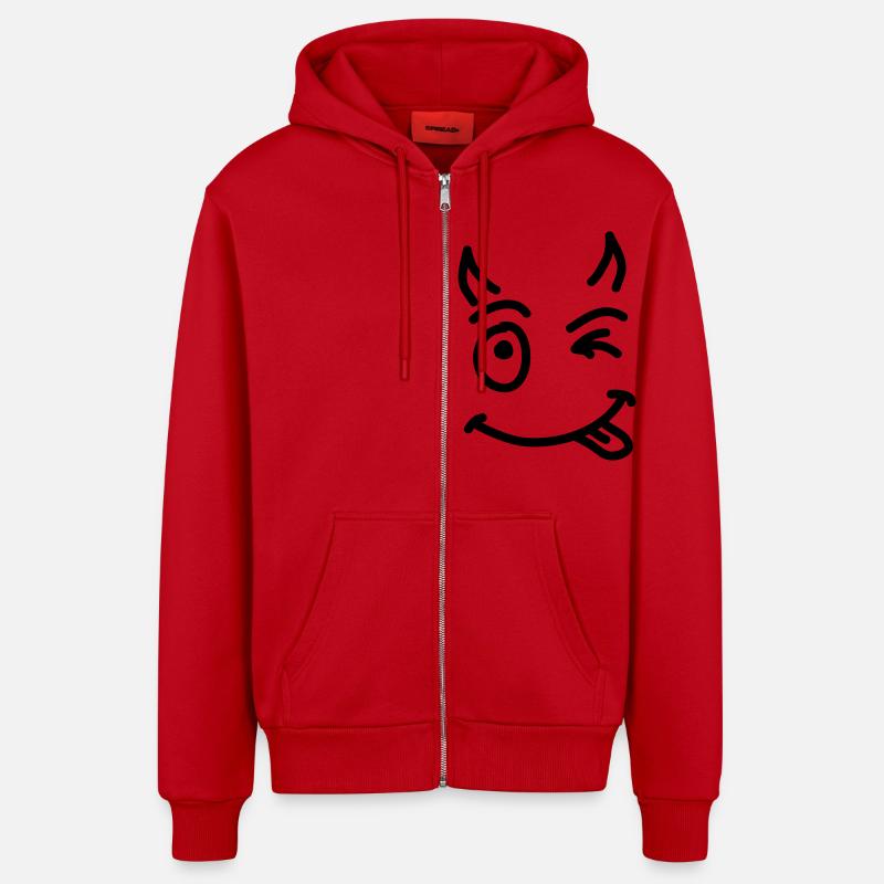 petit_ smile _de_diable_sc1_d - Veste à capuche bio décontractée fabriquée en UE - rouge