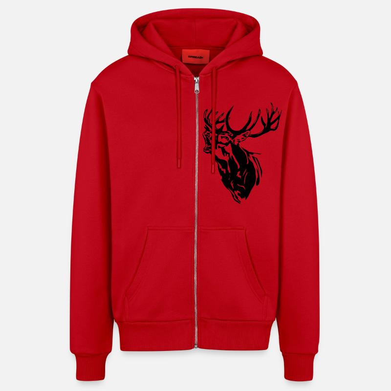 Deer - Veste à capuche bio décontractée fabriquée en UE - rouge