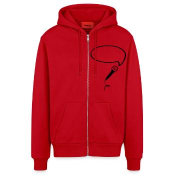 Microphone Bubble (Your Text) - Organic Relaxed Kapuzenjacke Made in EU - Rot - Vorne