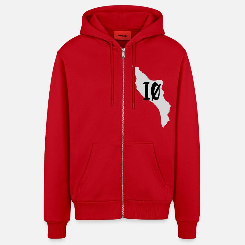 IØ, série Ile d'Oléron - Veste à capuche bio décontractée fabriquée en UE - rouge