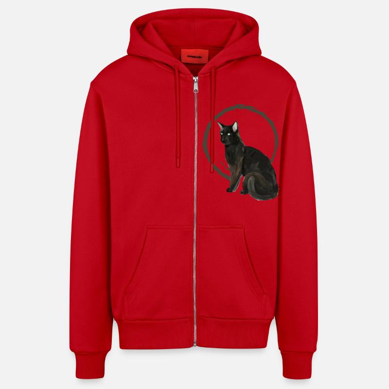 Chat noir Nelson 2 - Veste à capuche bio décontractée fabriquée en UE - rouge