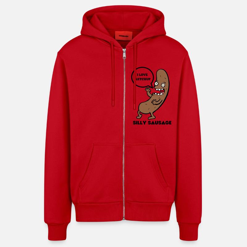 SAUCISSE IDIOTE - Veste à capuche bio décontractée fabriquée en UE - rouge