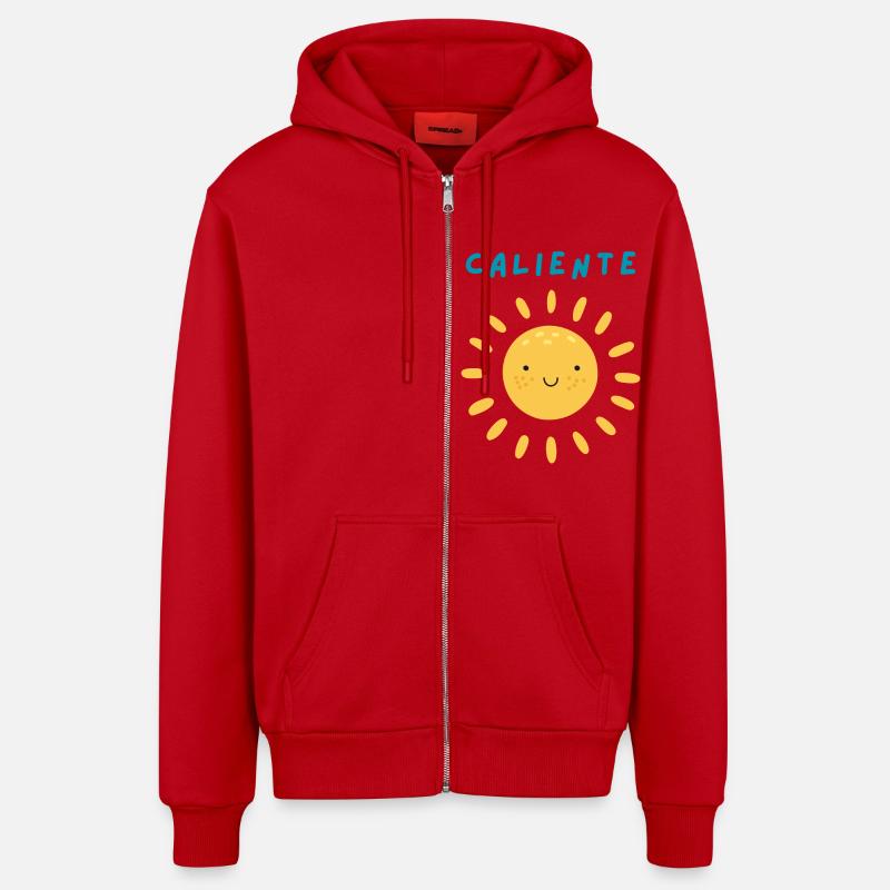 Caliente soleil 2 - Veste à capuche bio décontractée fabriquée en UE - rouge