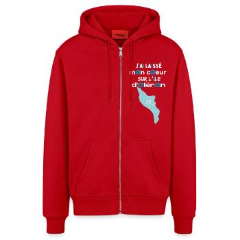 Jai laissé mon cœur à l'île d'Oléron 1 - Veste à capuche bio décontractée fabriquée en UE - rouge - Devant