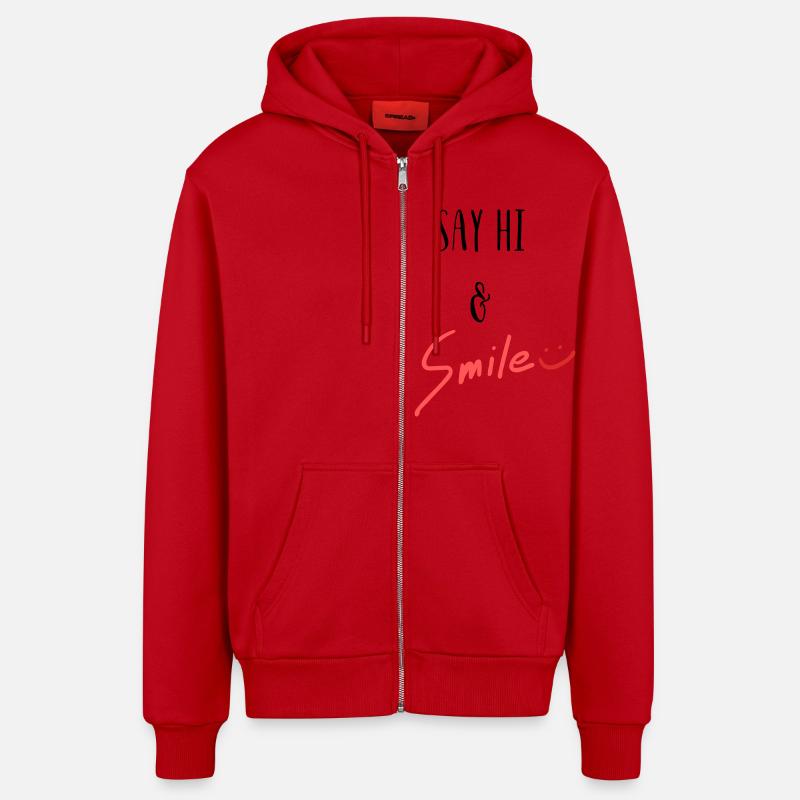 Sag Hi und lächle! - Organic Relaxed Kapuzenjacke Made in EU - Rot