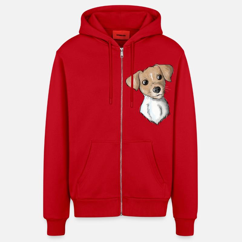 Terrier 11 - Veste à capuche bio décontractée fabriquée en UE - rouge
