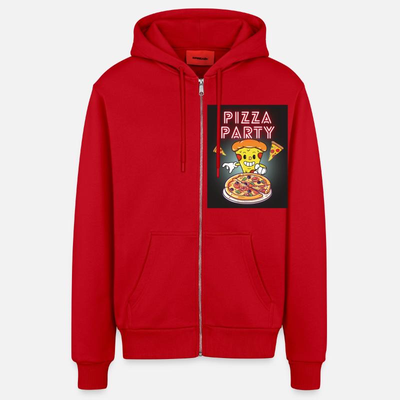 Soirée pizza - Veste à capuche bio décontractée fabriquée en UE - rouge
