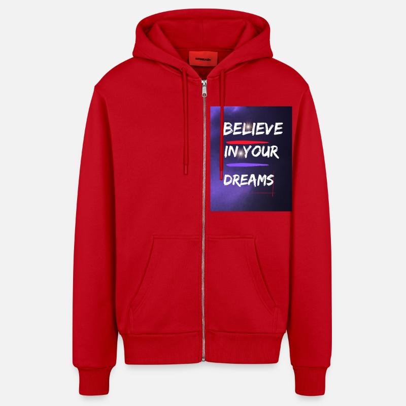 Croire - Veste à capuche bio décontractée fabriquée en UE - rouge