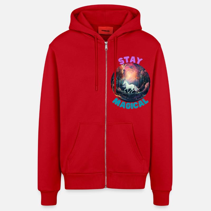 Unicorn2 - Organic Relaxed Kapuzenjacke Made in EU - Rot
