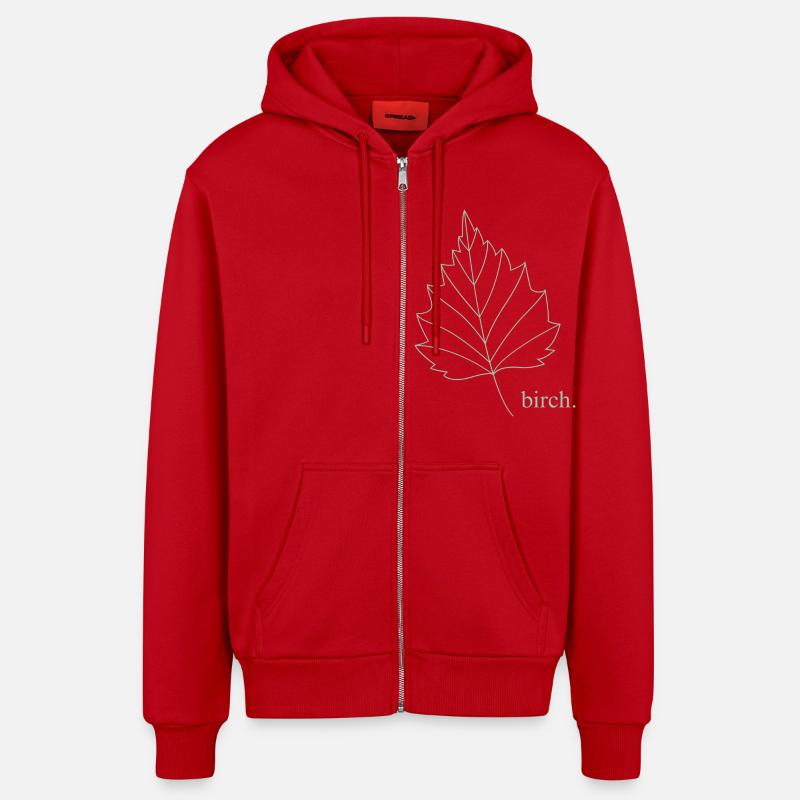 Bouleau. - Veste à capuche bio décontractée fabriquée en UE - rouge