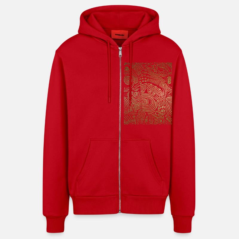 Graphique - Veste à capuche bio décontractée fabriquée en UE - rouge