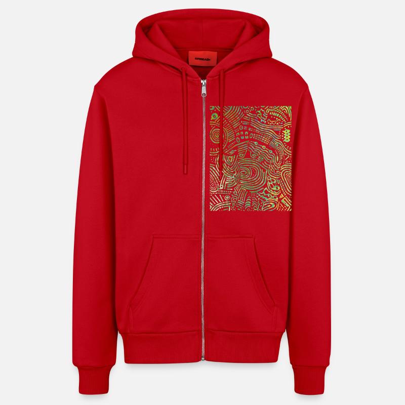 Graphisme urbain - Veste à capuche bio décontractée fabriquée en UE - rouge